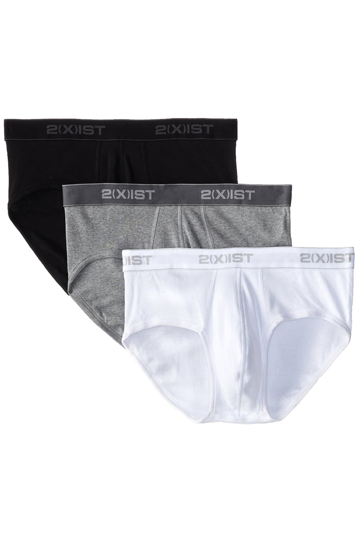 2(X)IST White/Black/Charcoal Essential Contour Brief 3-Pack