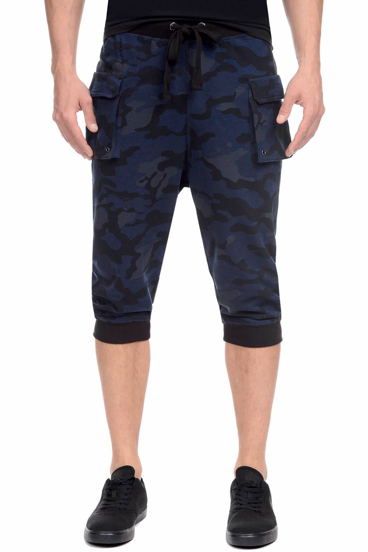 2(X)IST Blue-Camo French Terry Cropped Cargo Pant