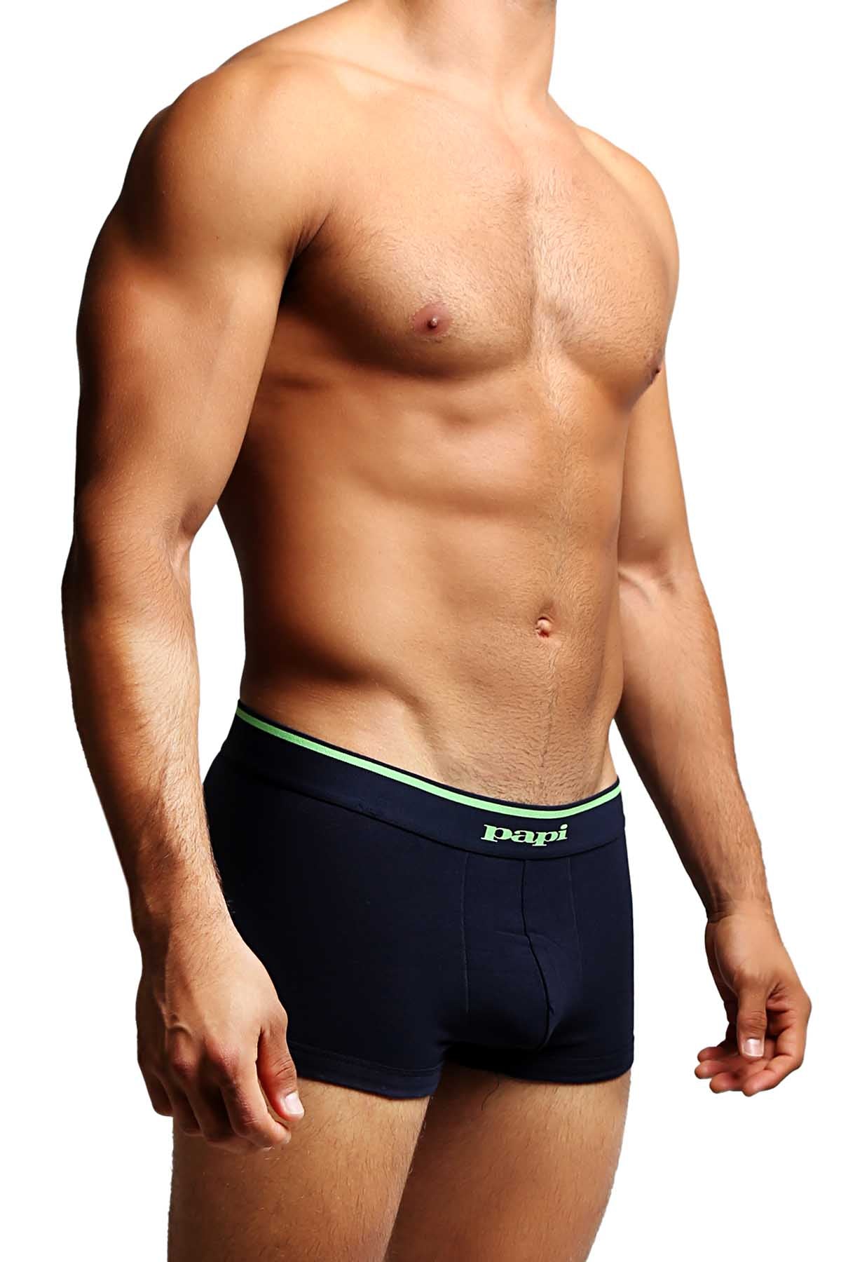 2-Pack Papi Navy & Green Stripes Stretch Brazilian Trunks