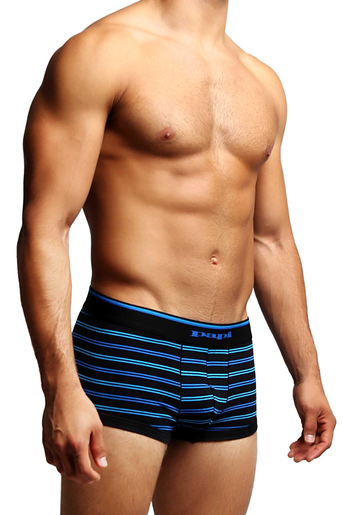 2-Pack Black & Blue Stripes Stretch Brazilian Trunks