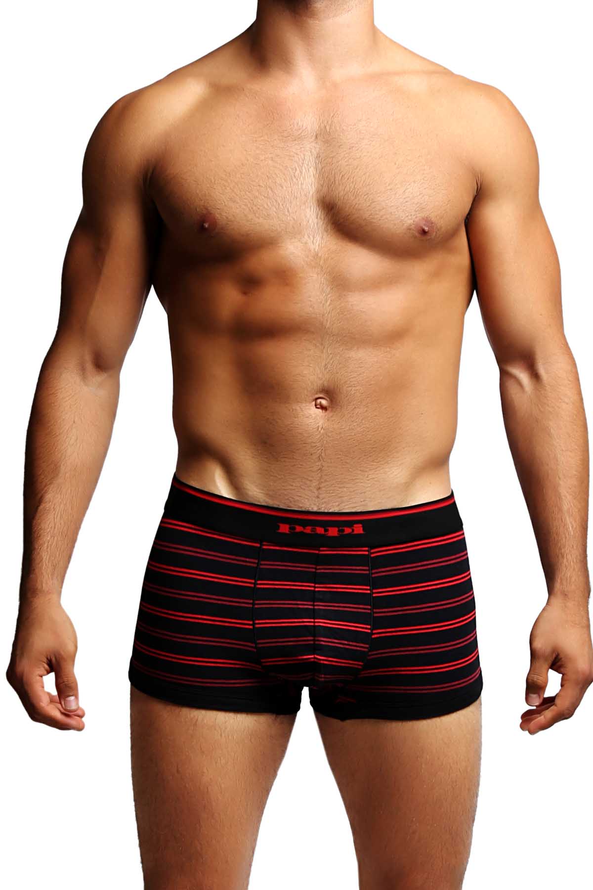 2-Pack Black & Red Stripes Stretch Brazilian Trunks