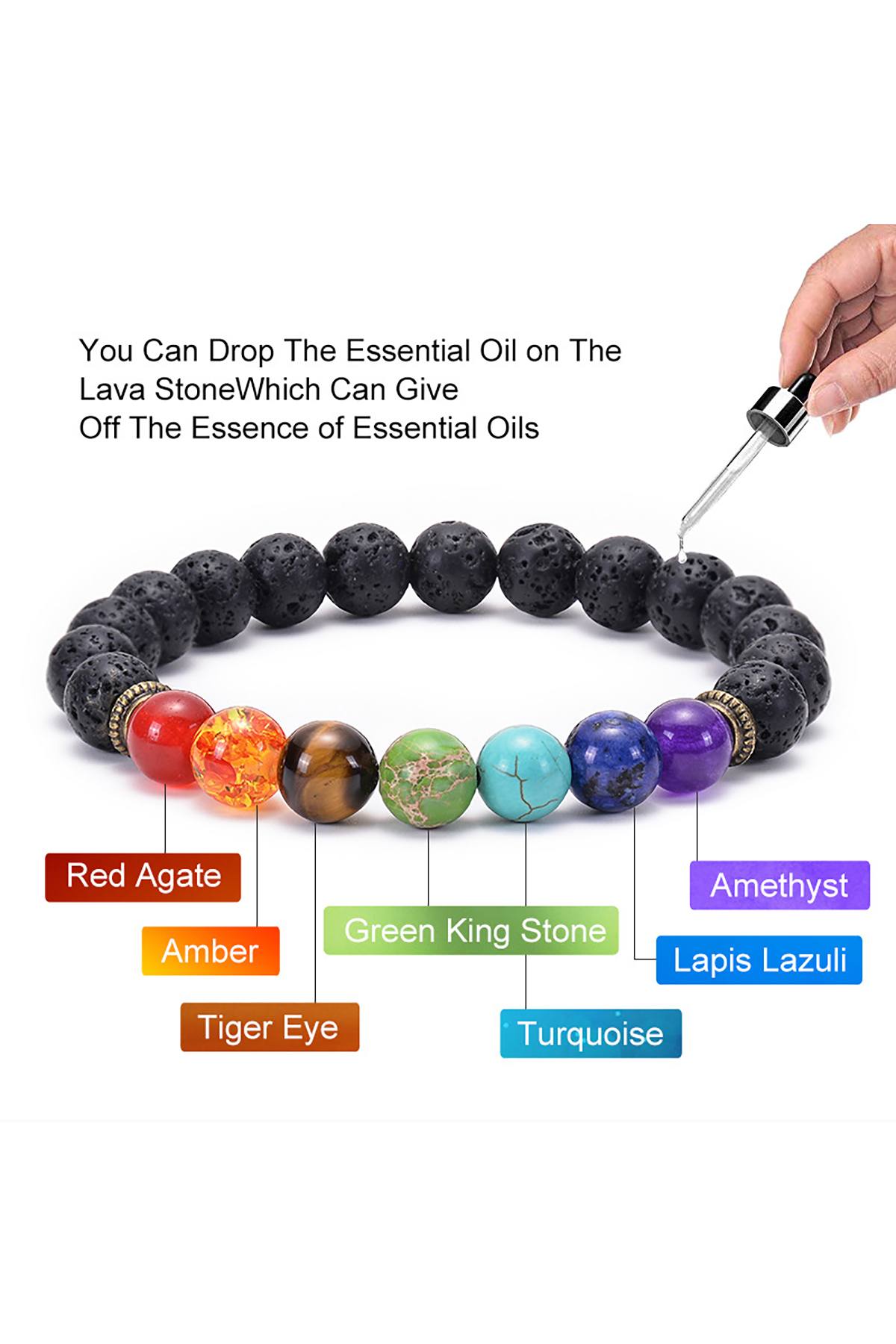 7-Chakra Black Lava-Stone Healing Bracelet