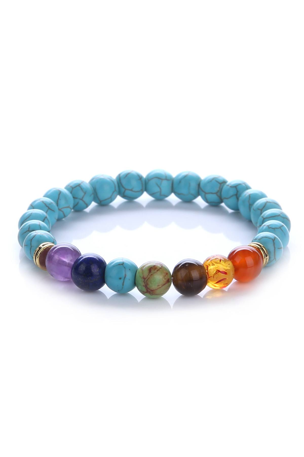 7-Chakra Blue-Turquoise Beaded Vishuddhi Healing Bracelet