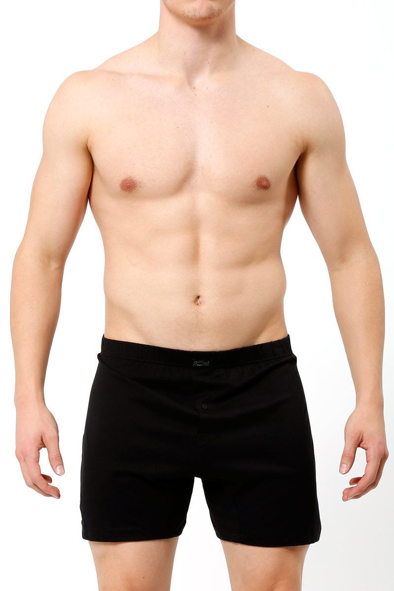 2(X)IST Black Pima Cotton Button-fly Boxer