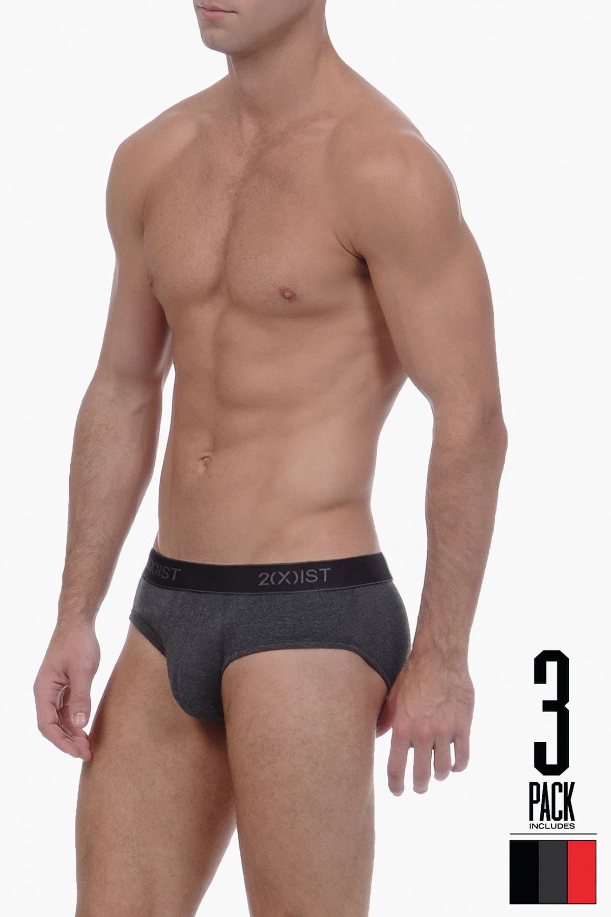 2(X)IST Red/Black/Charcoal Essential No-Show Brief