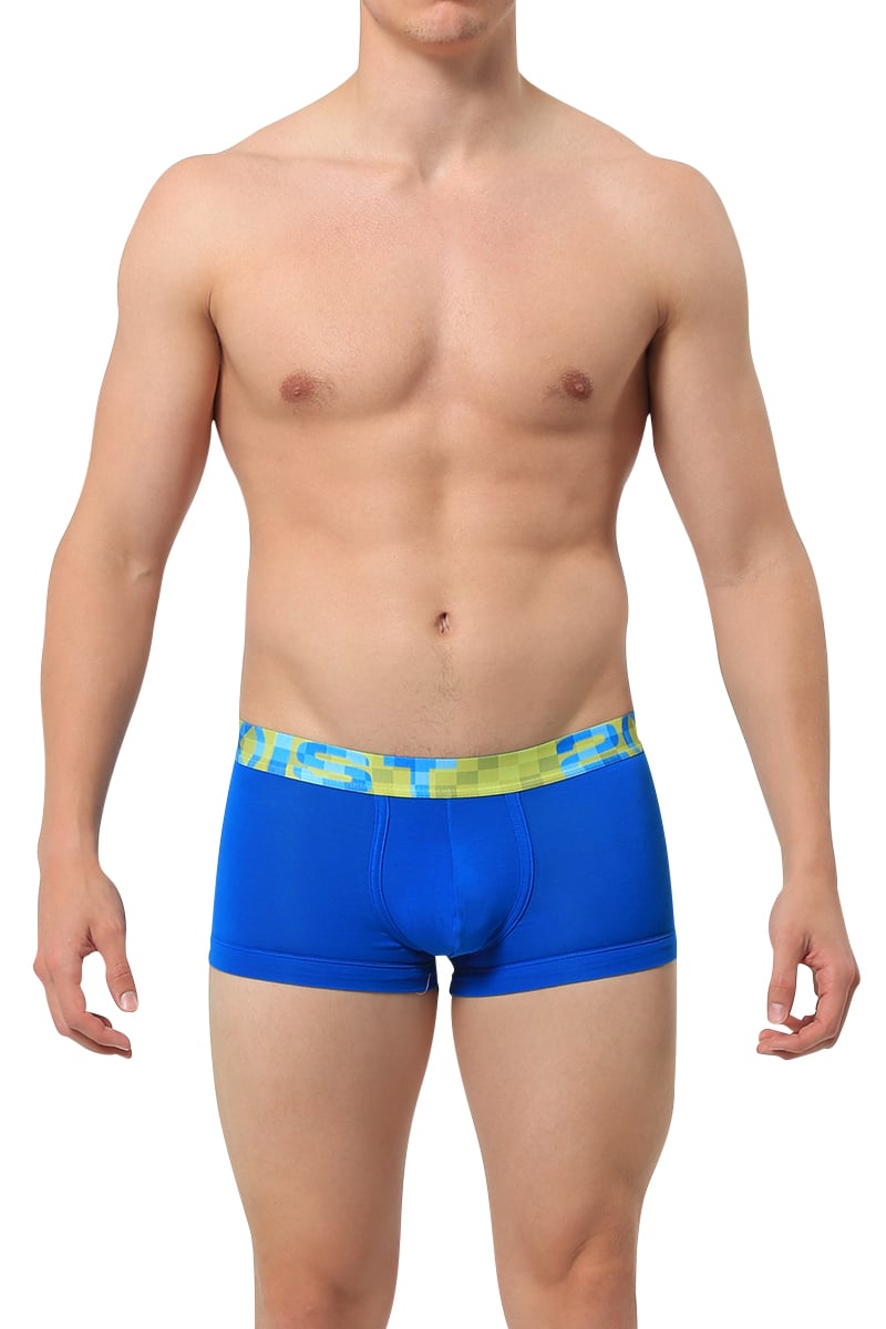 2(X)IST Ski Diver Blue Squares No-Show Trunk