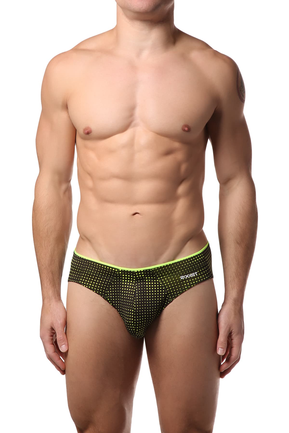 2(X)IST Black & Neon Yellow Sliq Brief