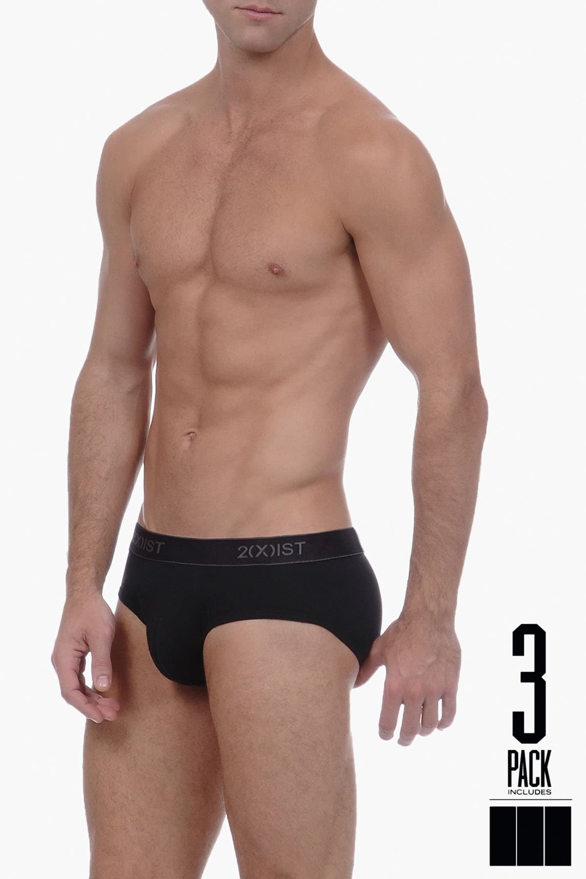 2(X)IST Black 3-Pack Essential No-Show Brief