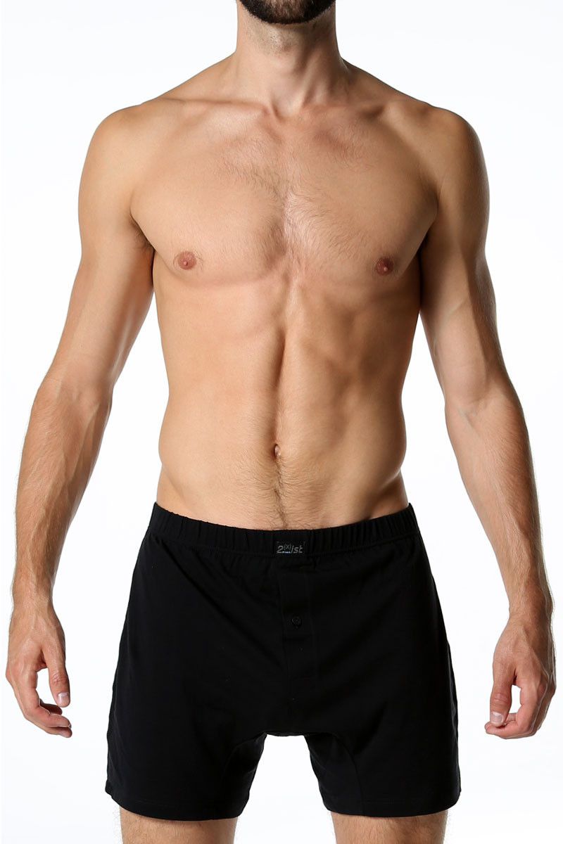 2(X)IST Black Pima Cotton Button-fly Boxer