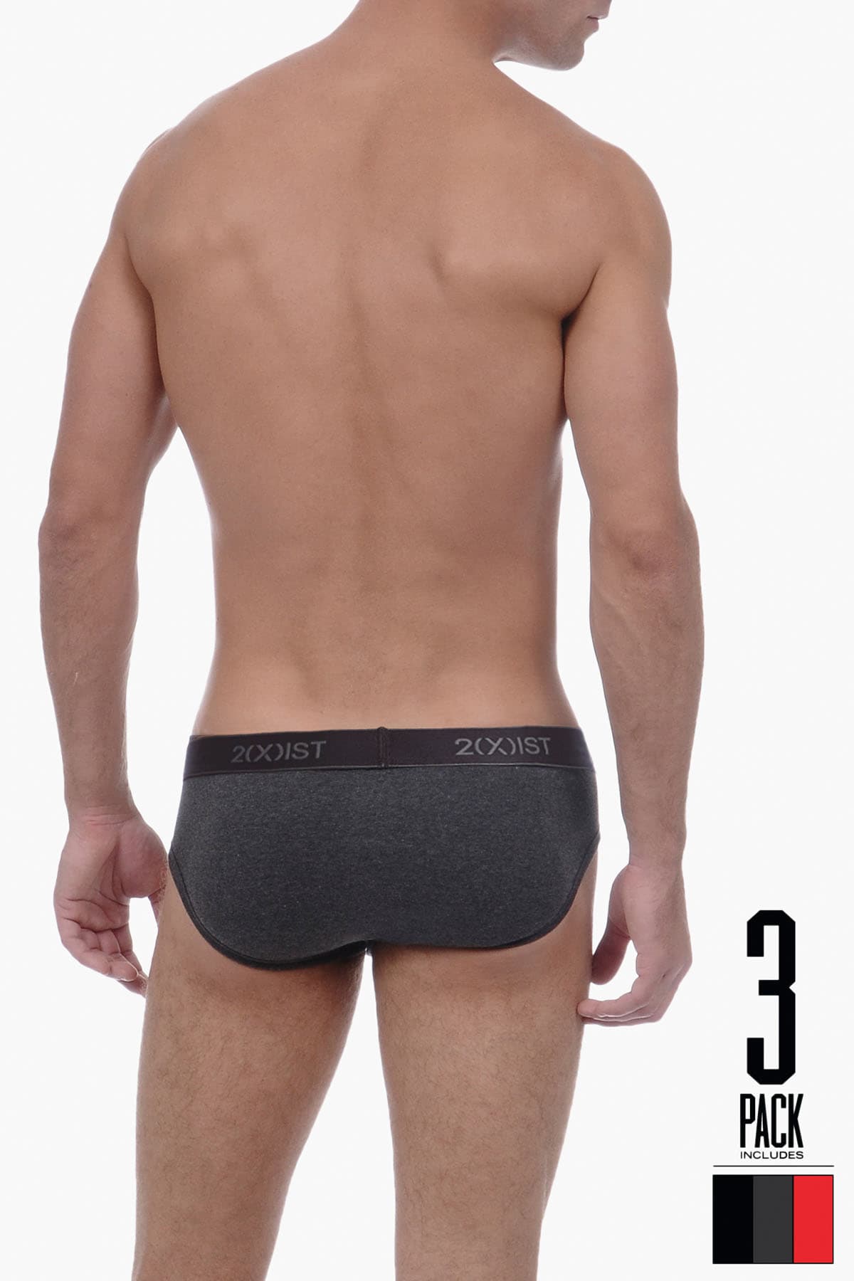 2(X)IST Red/Black/Charcoal Essential No-Show Brief