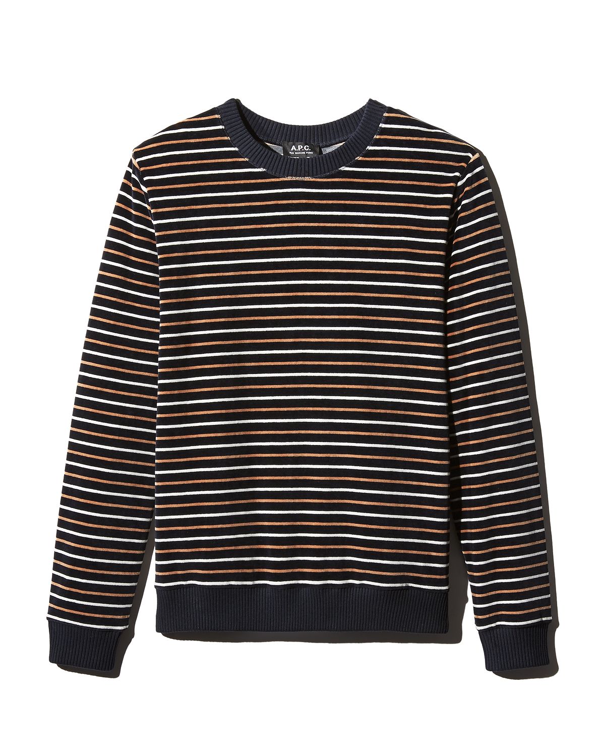 A.p.c. Striped Velour Sweatshirt Dark Navy