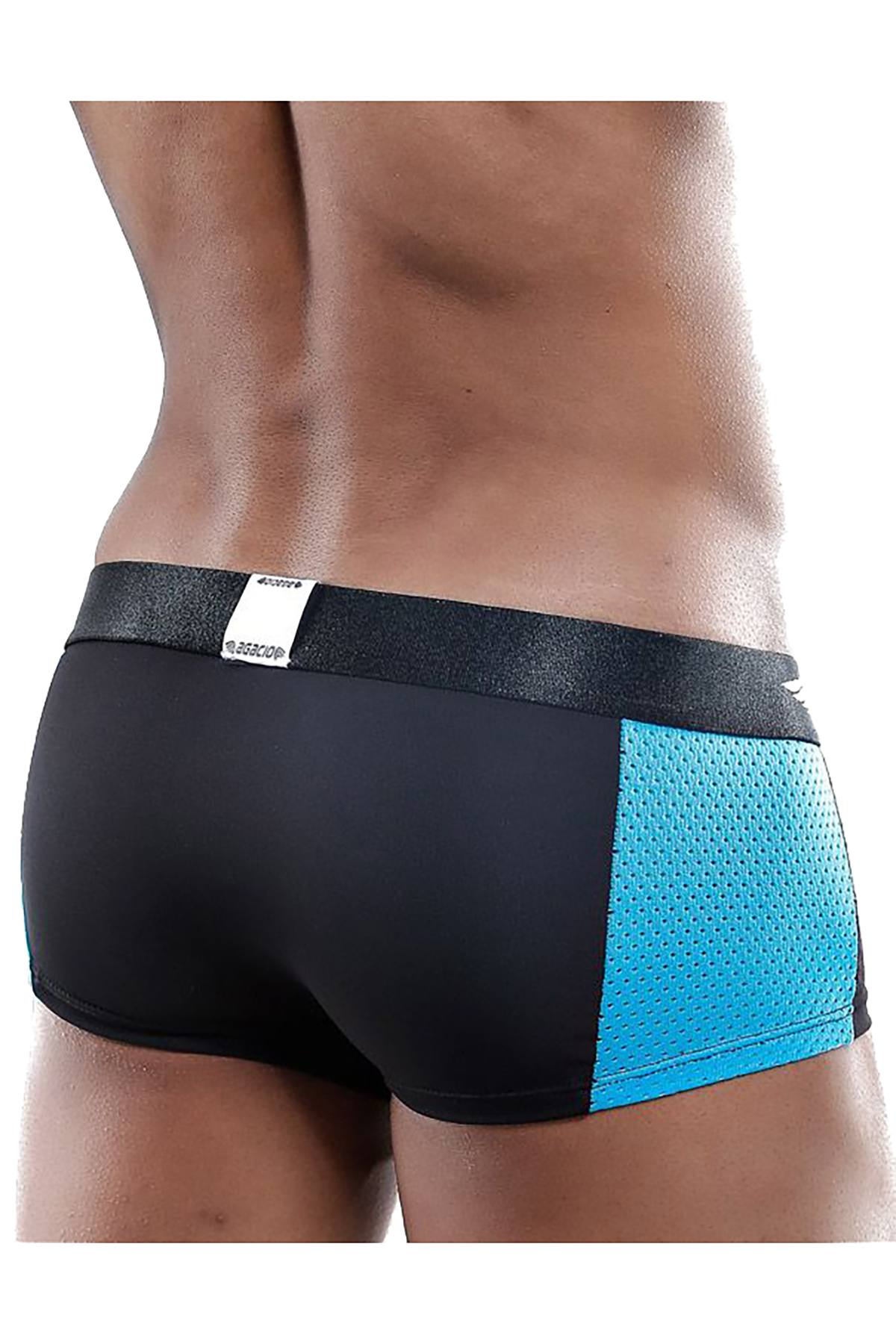 Agacio Black/Turquoise Mesh-Panel Boxer Trunk