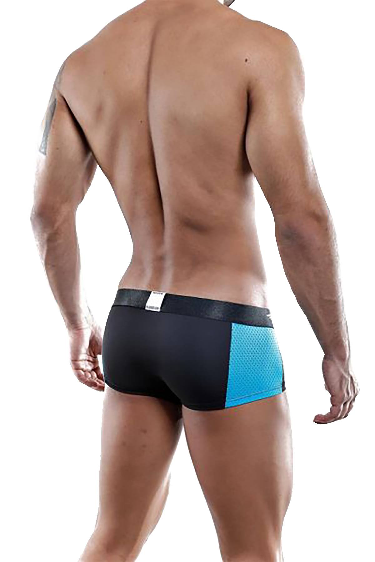 Agacio Black/Turquoise Mesh-Panel Boxer Trunk