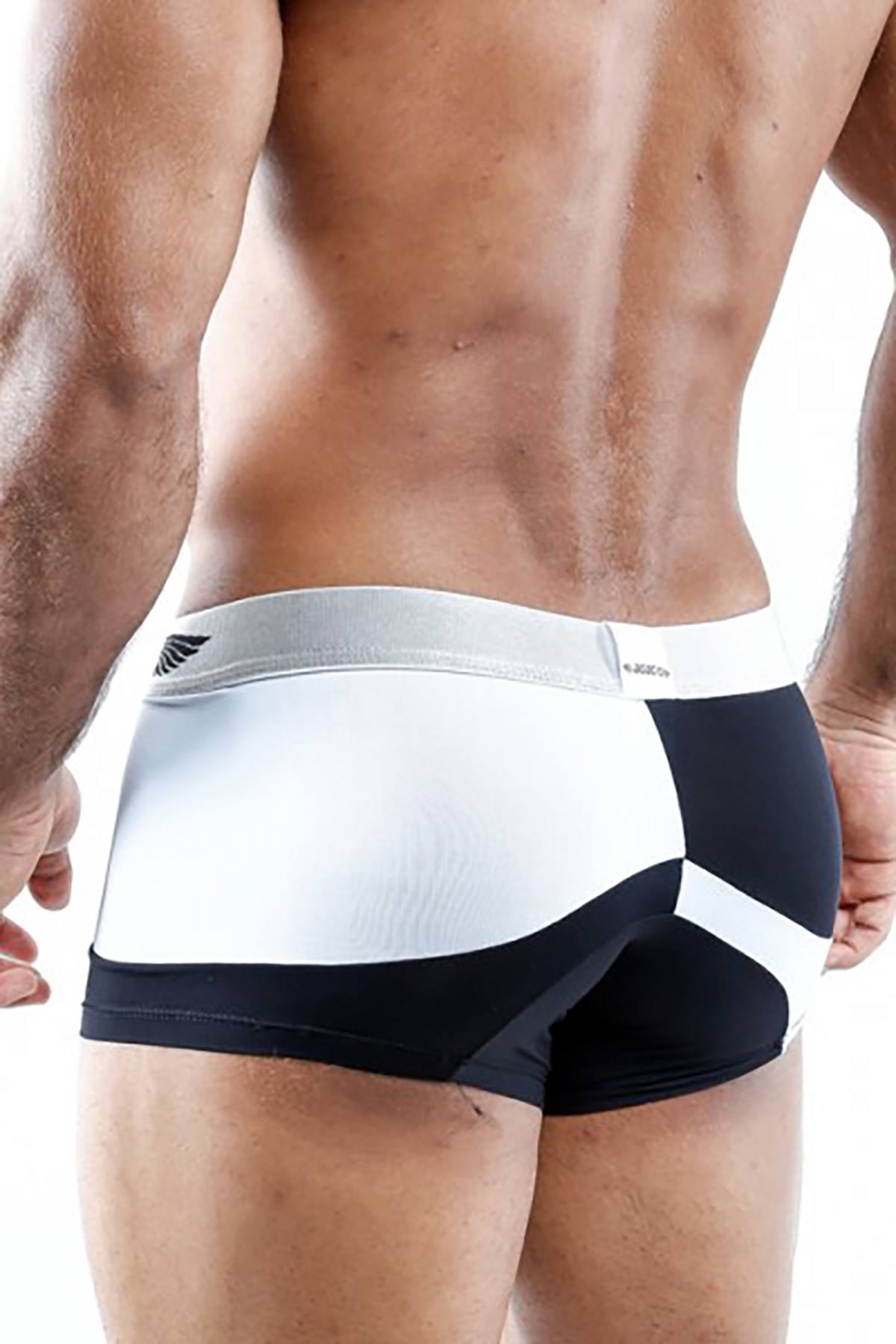 Agacio Black/White/Blue Asymmetric Boxer Trunk