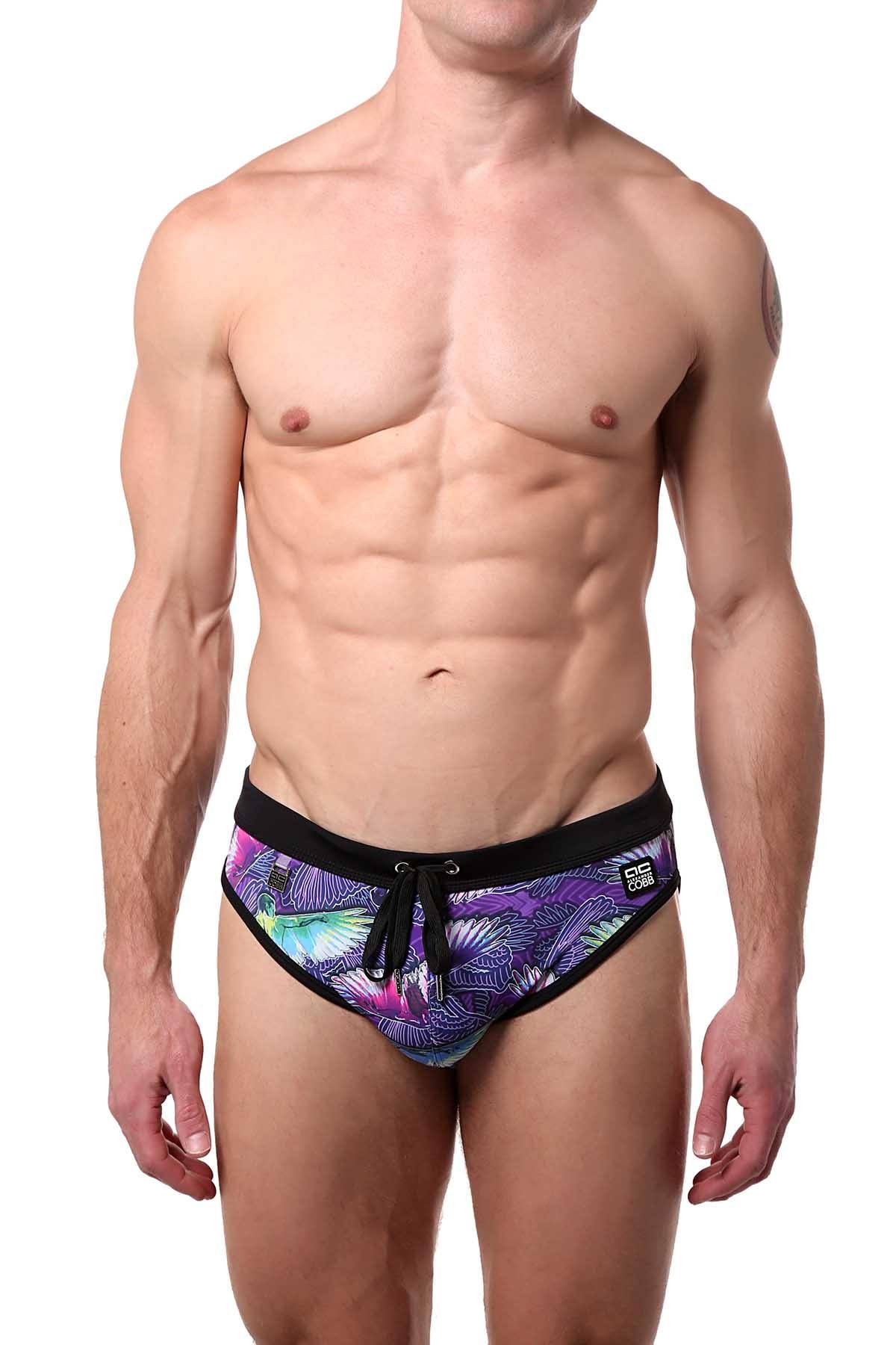 Alexander Cobb Black/Purple Wings Swim Brief