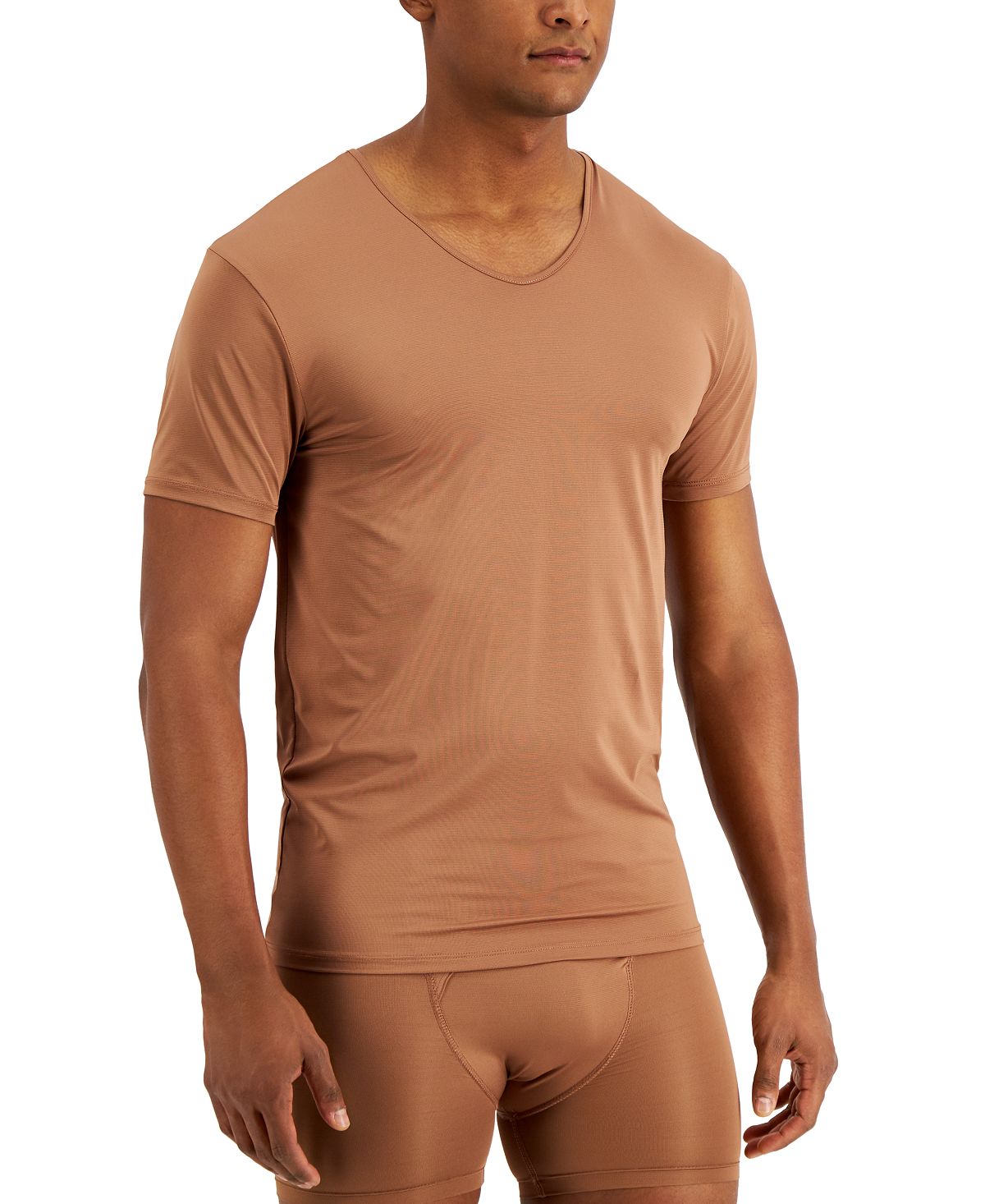 Alfani Air Mesh V-neck Undershirt Brown