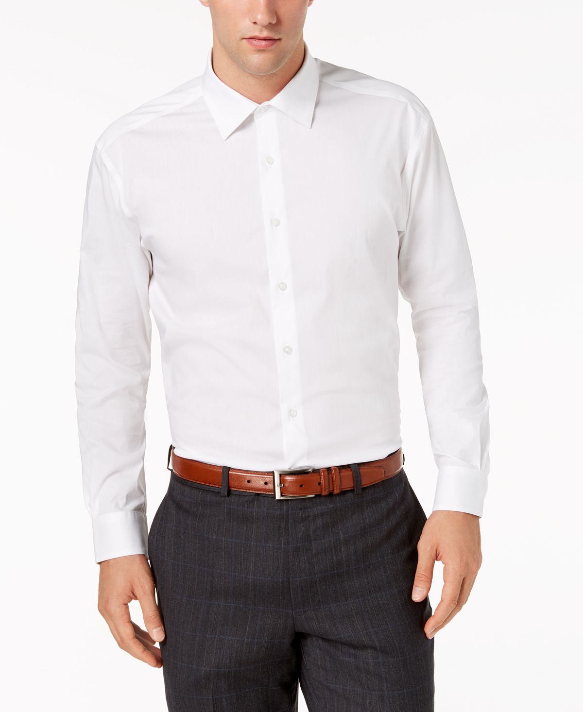 Alfani Alfatech By Big & Tall Solid Dress Shirt White