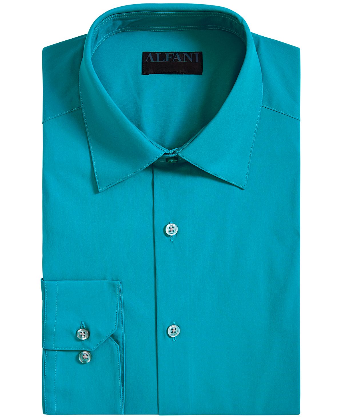 Alfani Alfatech By Slim-fit Performance Stretch Easy-care Solid Dress Shirt Aqua