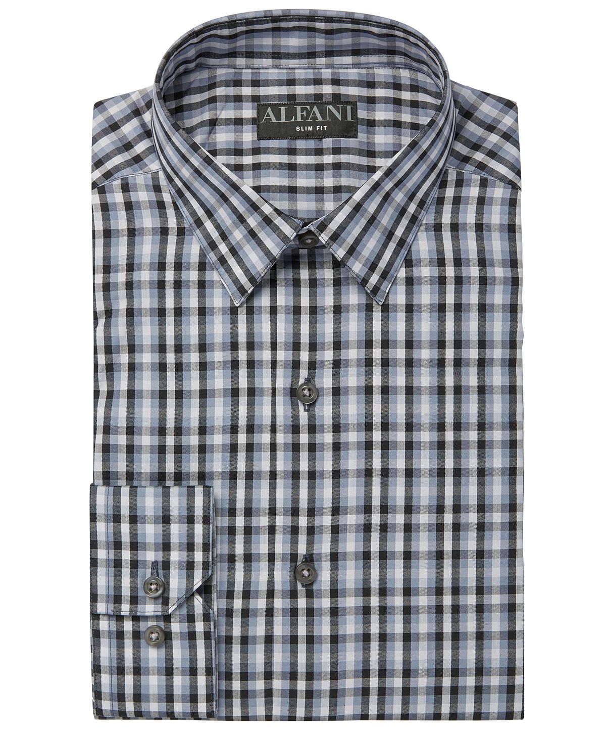 Alfani Alfatech Gingham Dress Shirt Grey