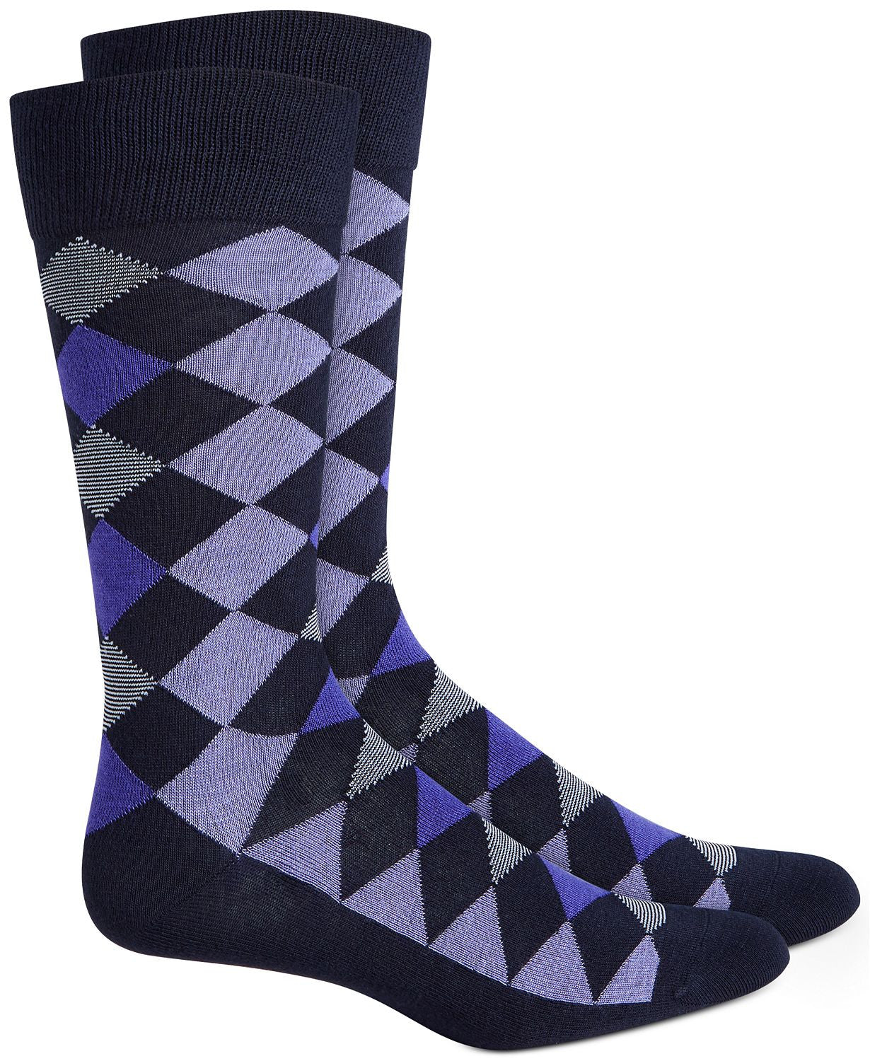 Alfani Argyle Socks  Navy Purple