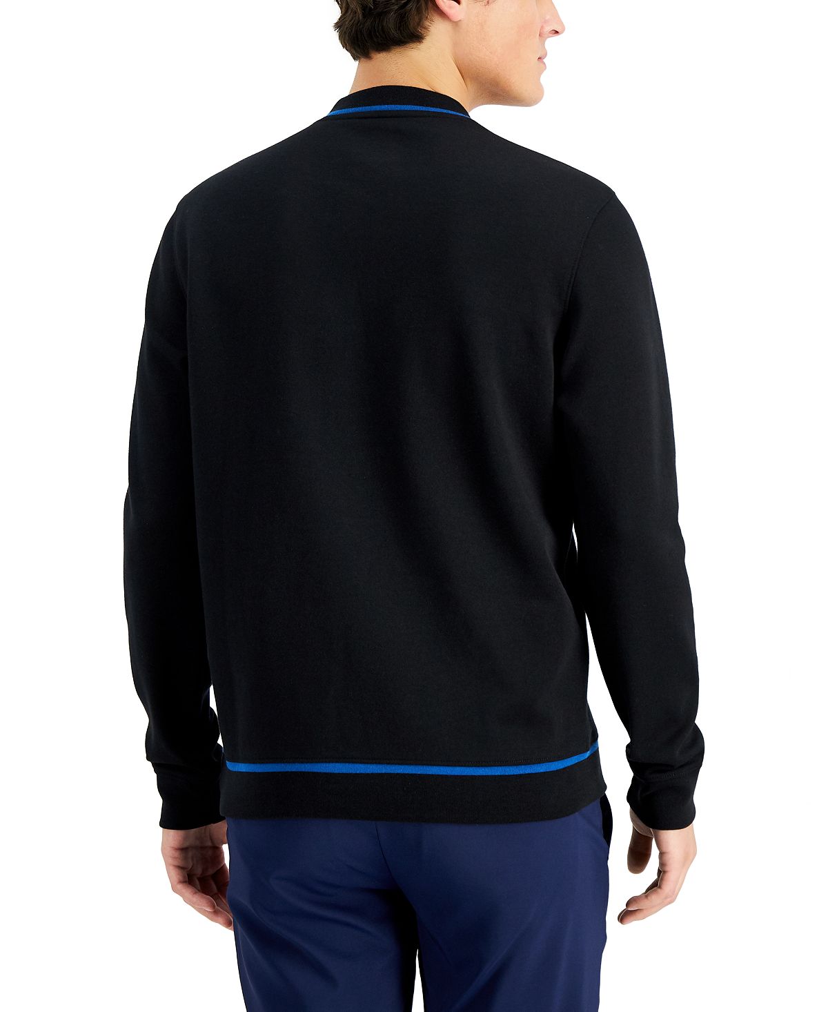 Alfani Baseball Ottoman Quarter Zip Sweatshirt Deep Black