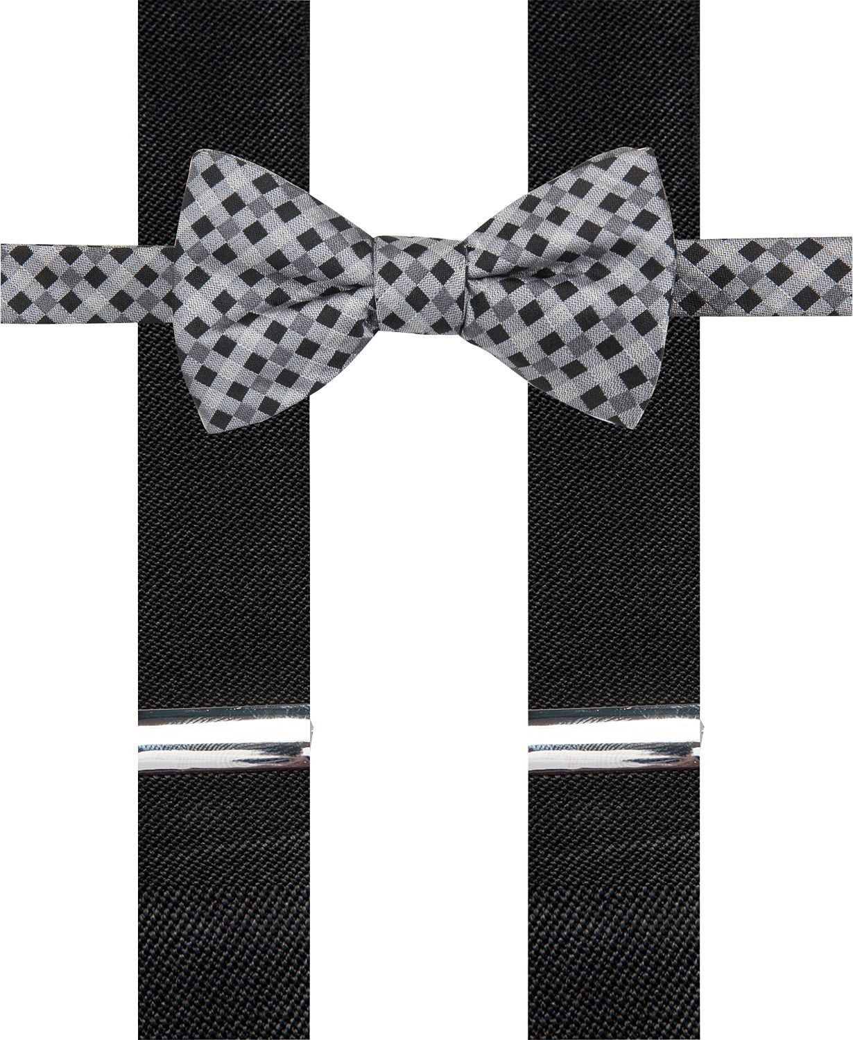 Alfani Black Bow Tie And Suspender Set Black Gingham