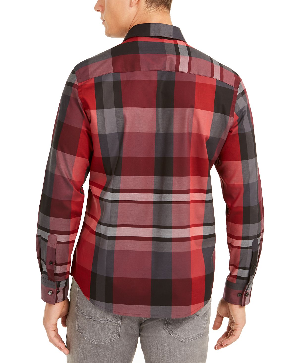 Alfani Classic-fit Plaid Shirt Cherry Candy