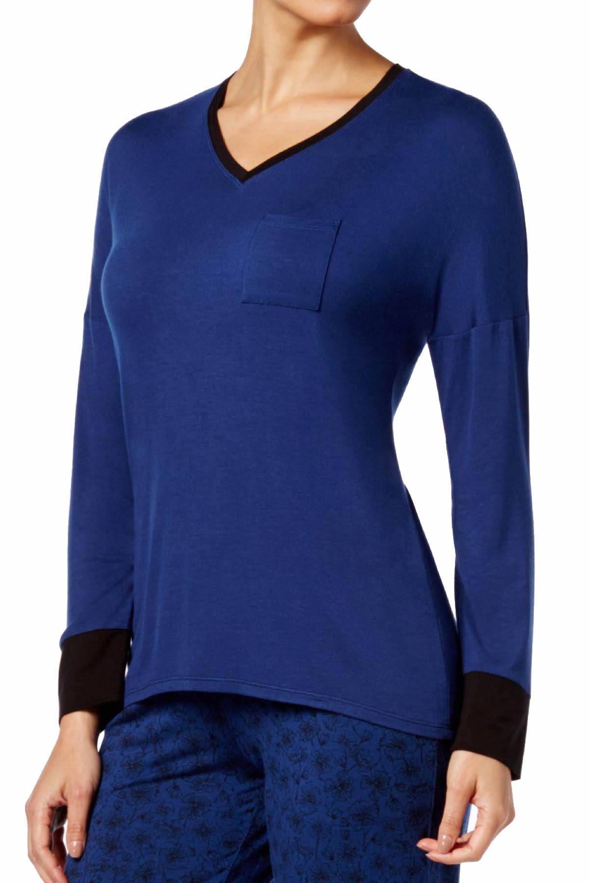 Alfani Contrast Cuff Lounge Top in Nautical Star Blue