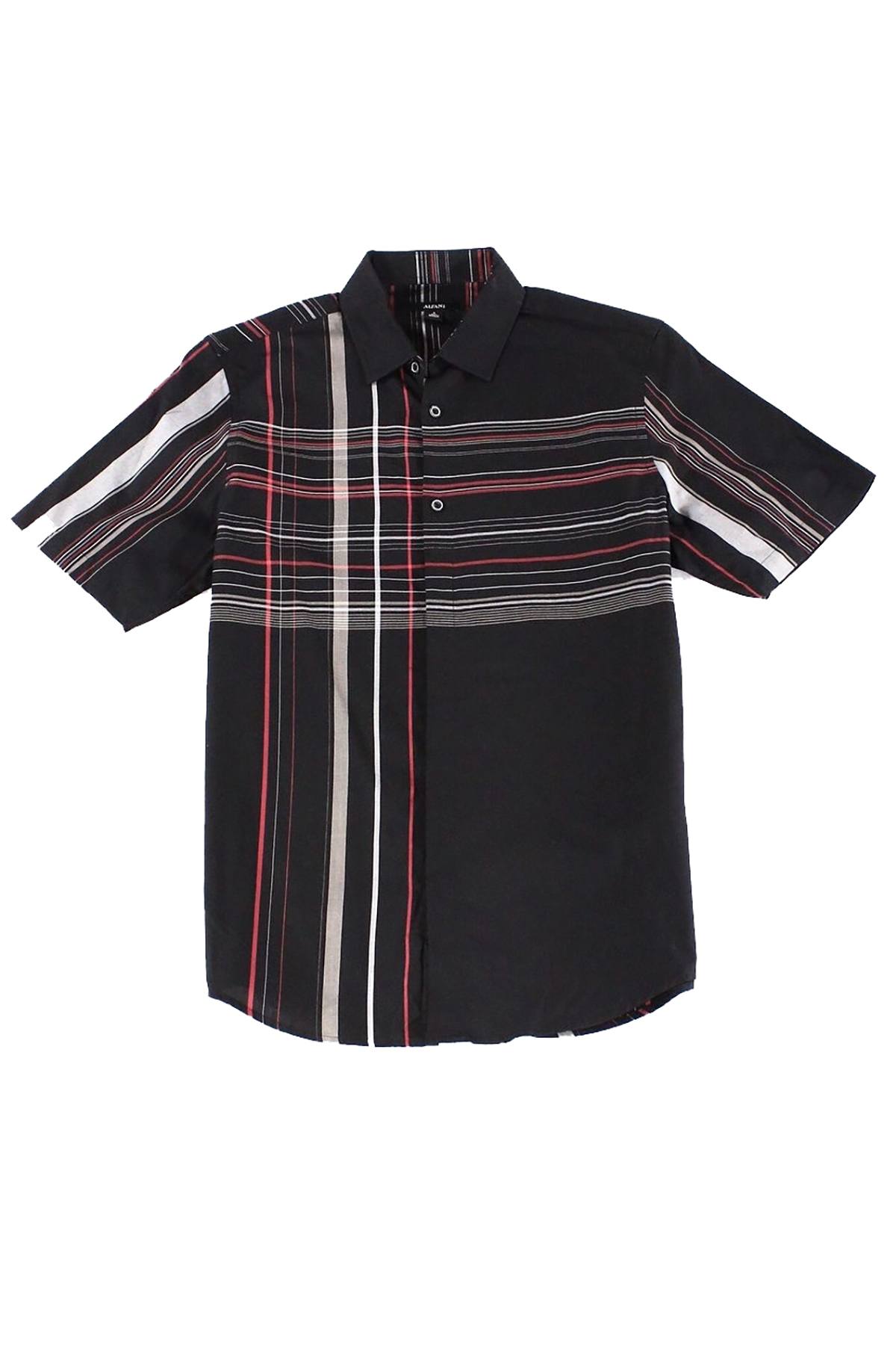 Alfani Deep Black Henrick Plaid Shirt