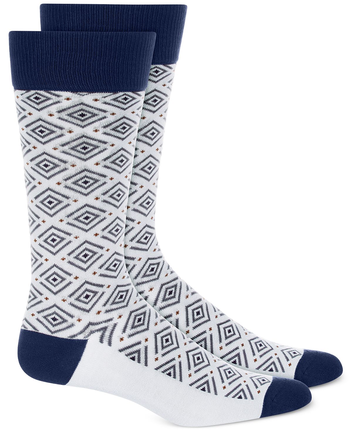 Alfani Diamond Pattern Dress Socks Grey Diamond