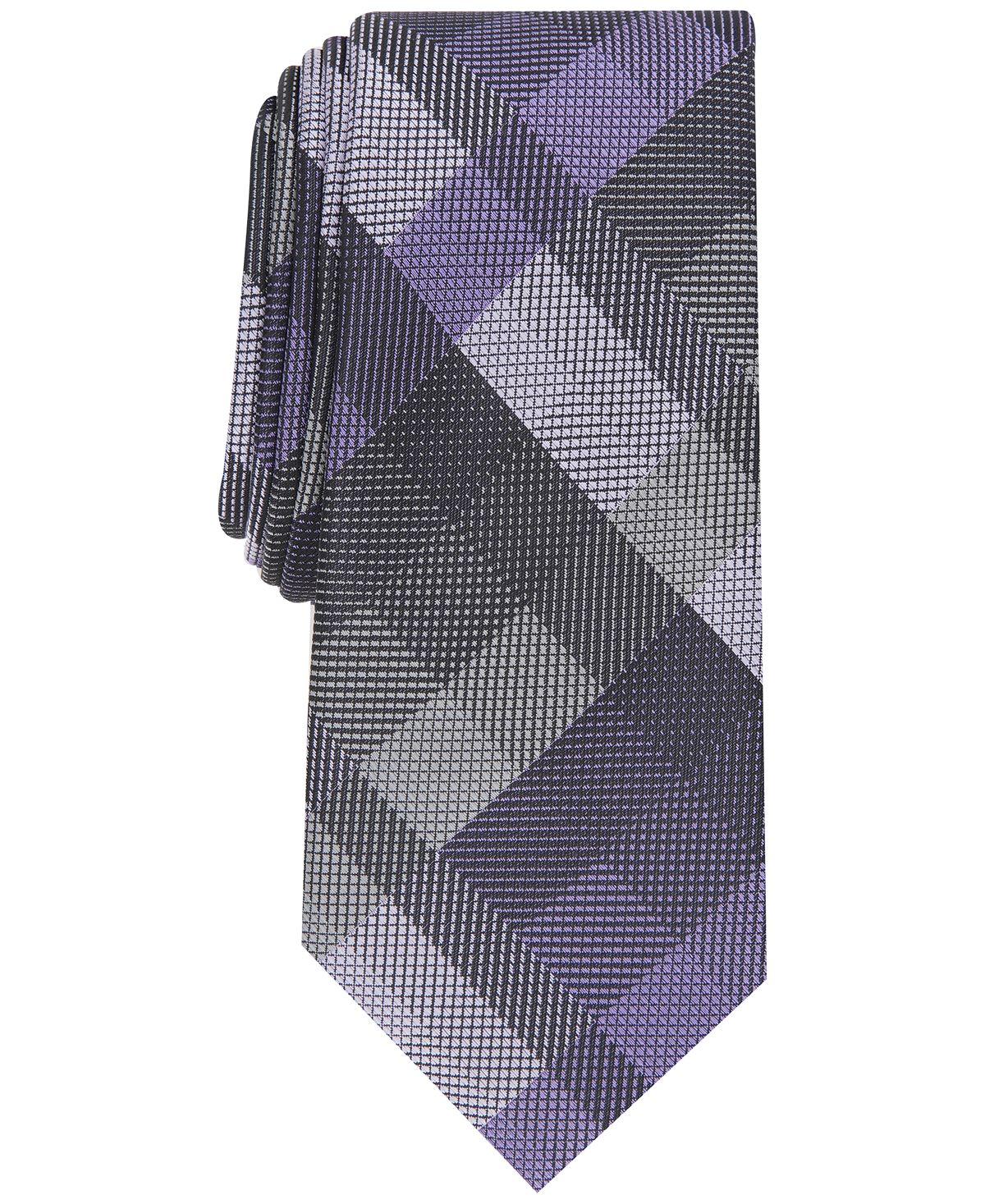 Alfani Ember Plaid Slim Tie Purple