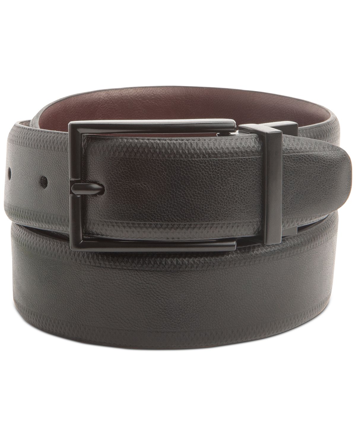 Alfani Embossed Stretch Reversible Belt Black