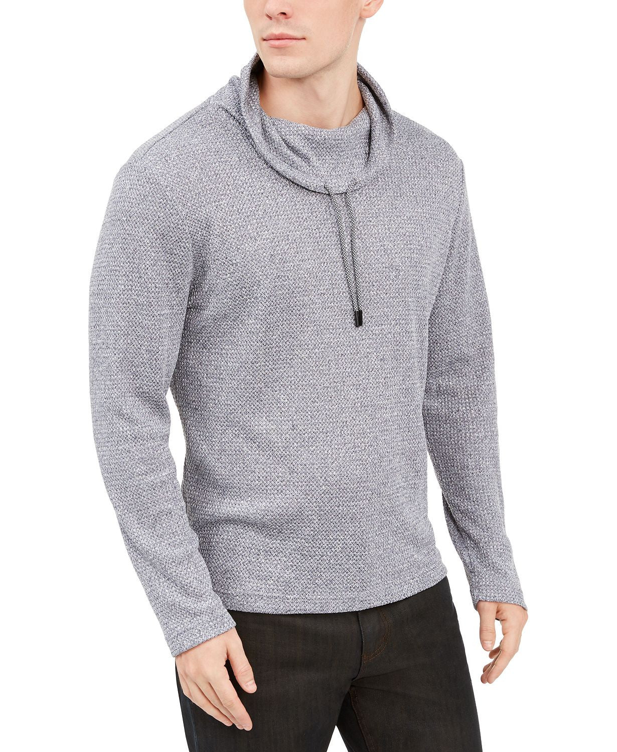 Alfani Funnel-neck Hooded Sweatshirt Blue Stone Heather