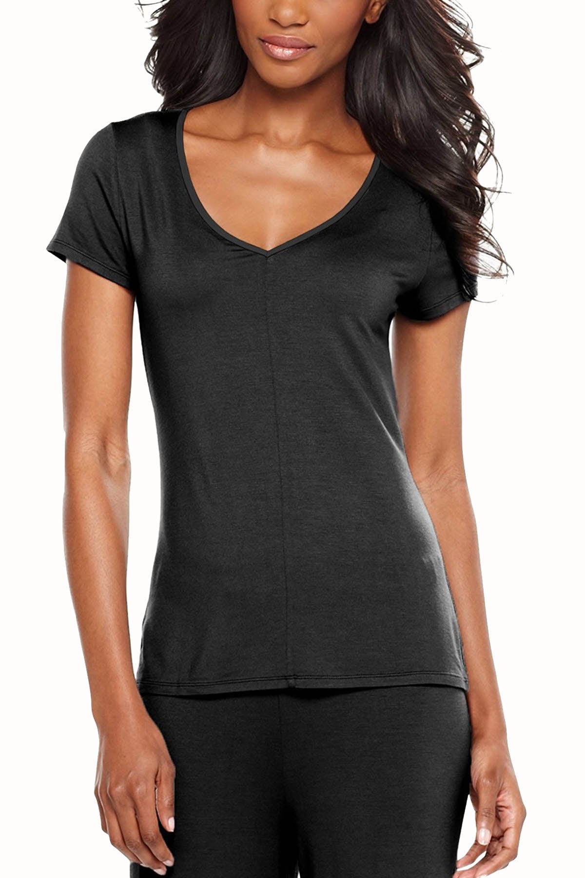 Alfani Intimates Black Essentials Modal Lounge Top