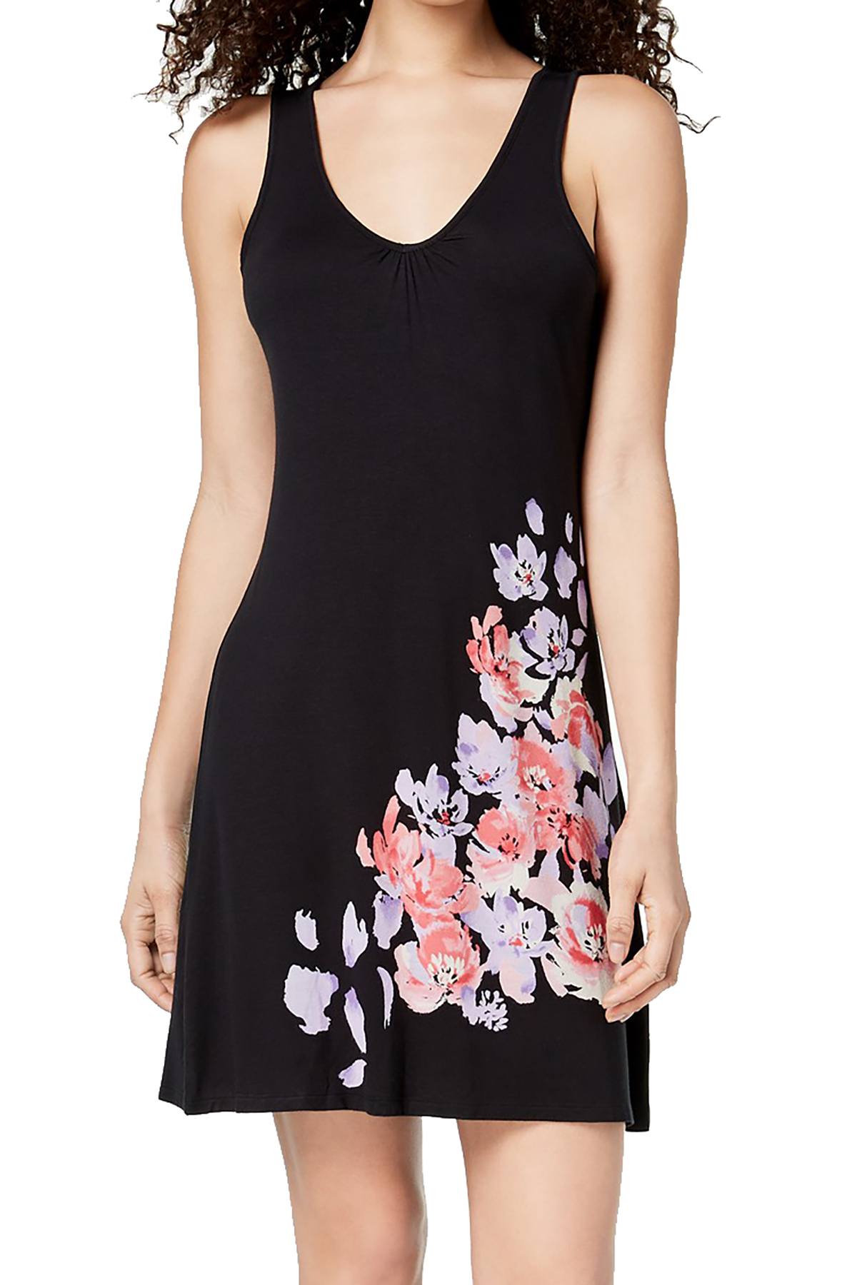 Alfani Intimates Classic-Black Placement Floral-Graphic Chemise