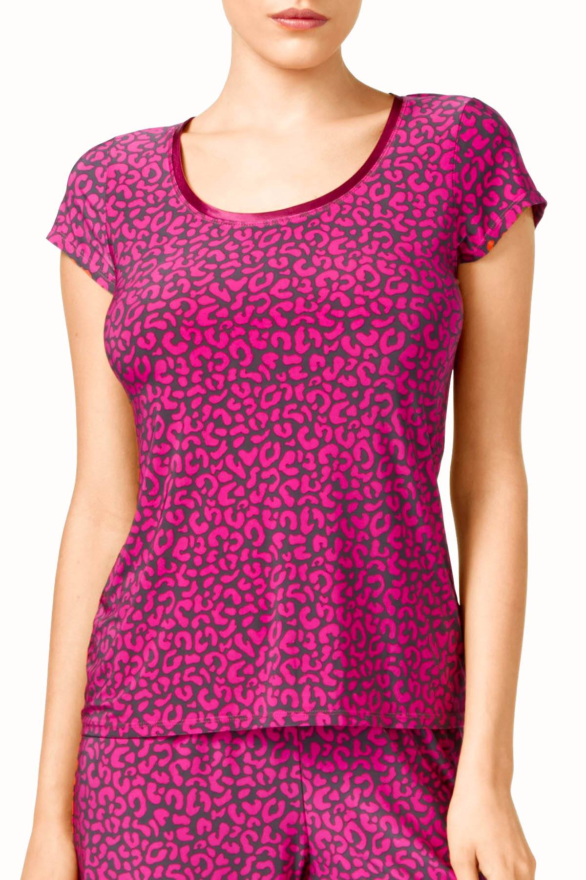 Alfani Intimates Fuchsia Exotic Leo Pajama Tee