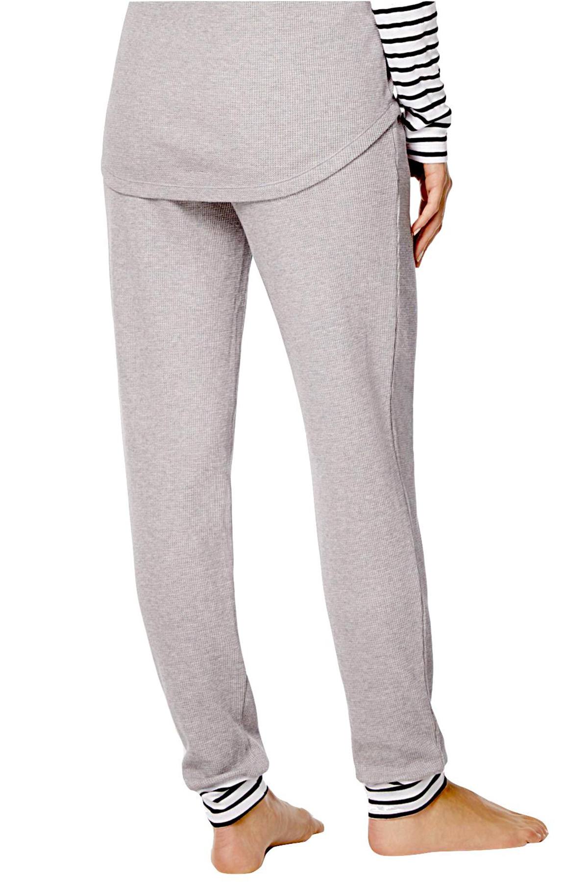 Alfani Intimates Heather-Grey Striped-Trim Thermal Lounge Pant