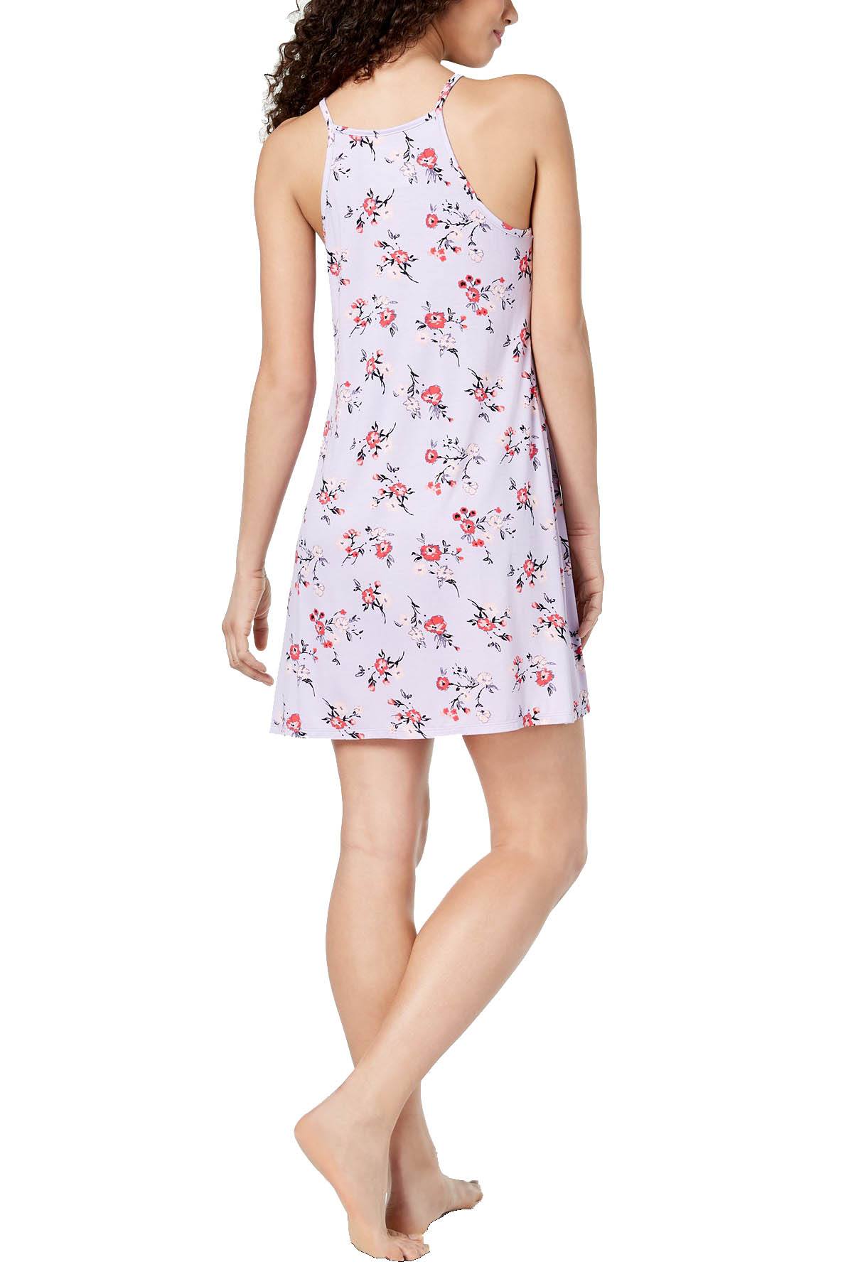 Alfani Intimates Lilac Bouquet Print High Neck Chemise