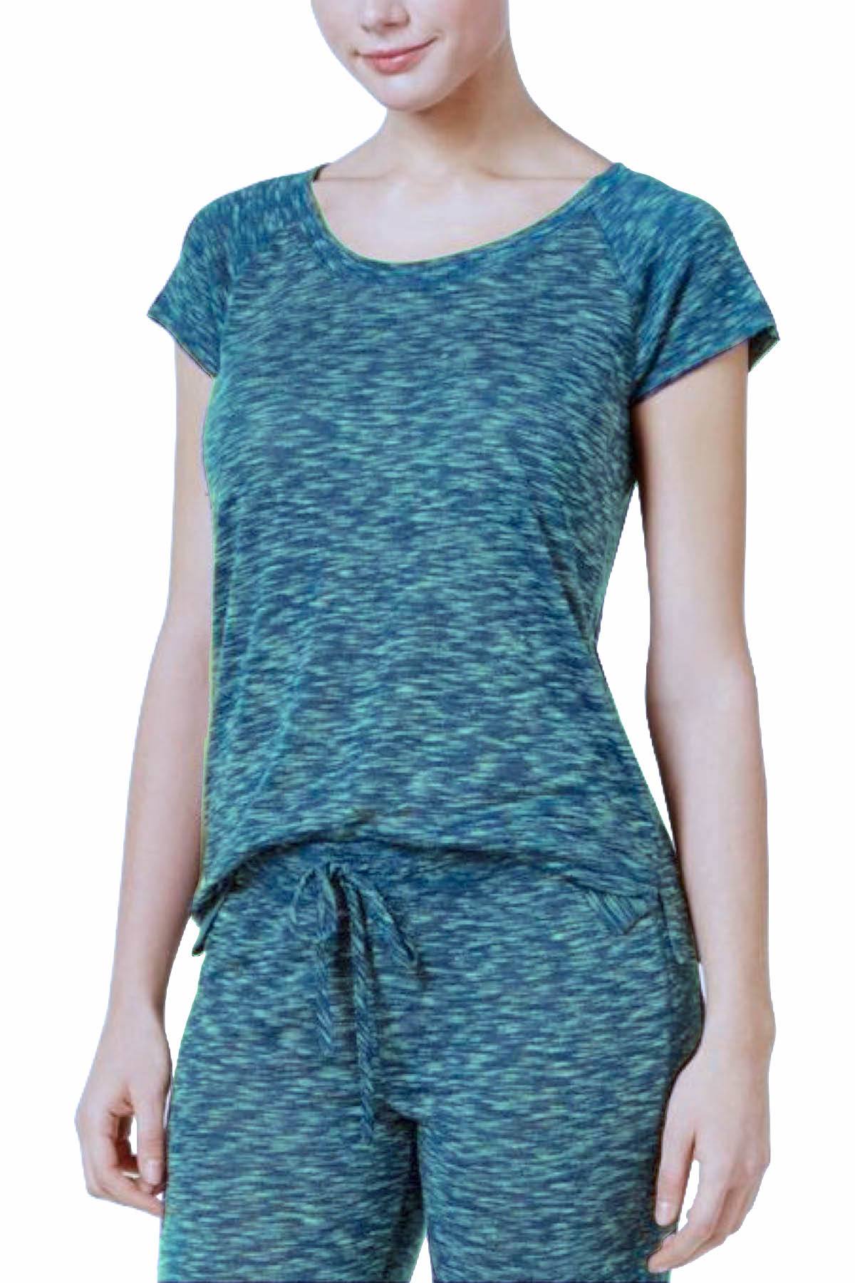 Alfani Intimates Teal SpaceDye Raglan-Sleeve Lounge Tee