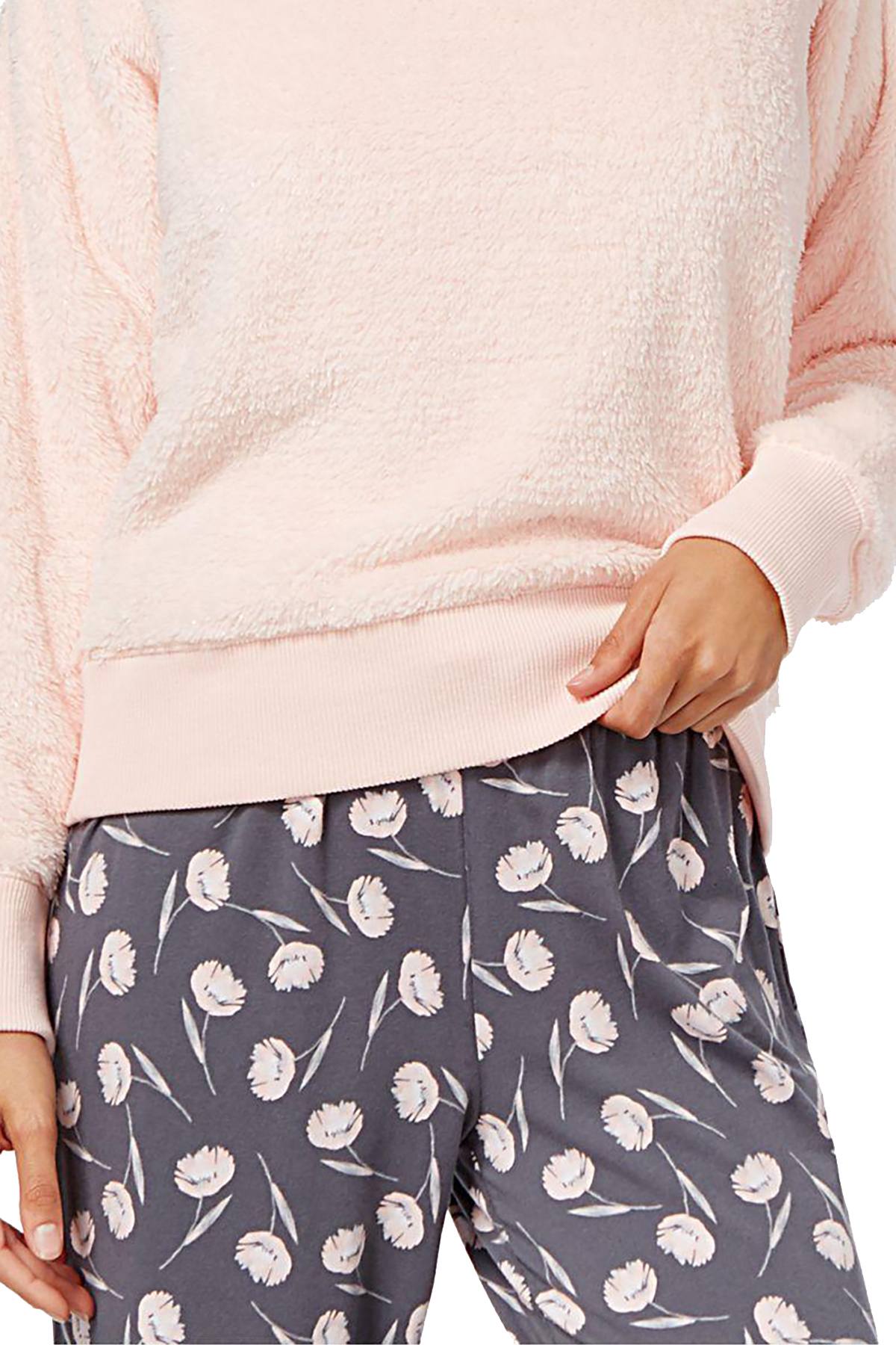 Alfani Knit Lounge Pant in Grey/Pink Floral