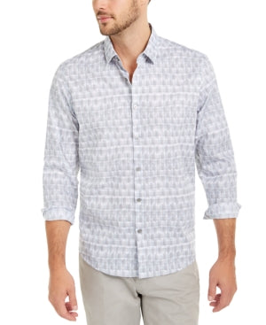 Alfani Men's Classic-Fit Geo-Stripe Shirt