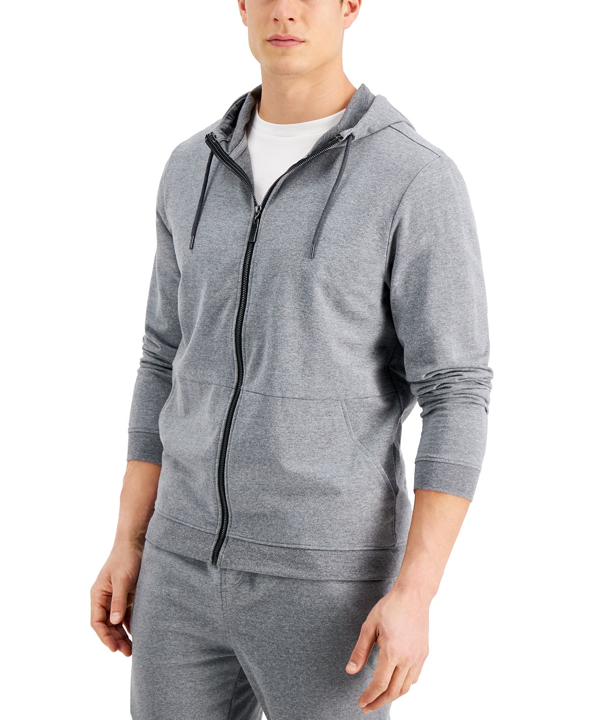 Alfani Moisture-wicking Pajama Hoodie Oxford Heather