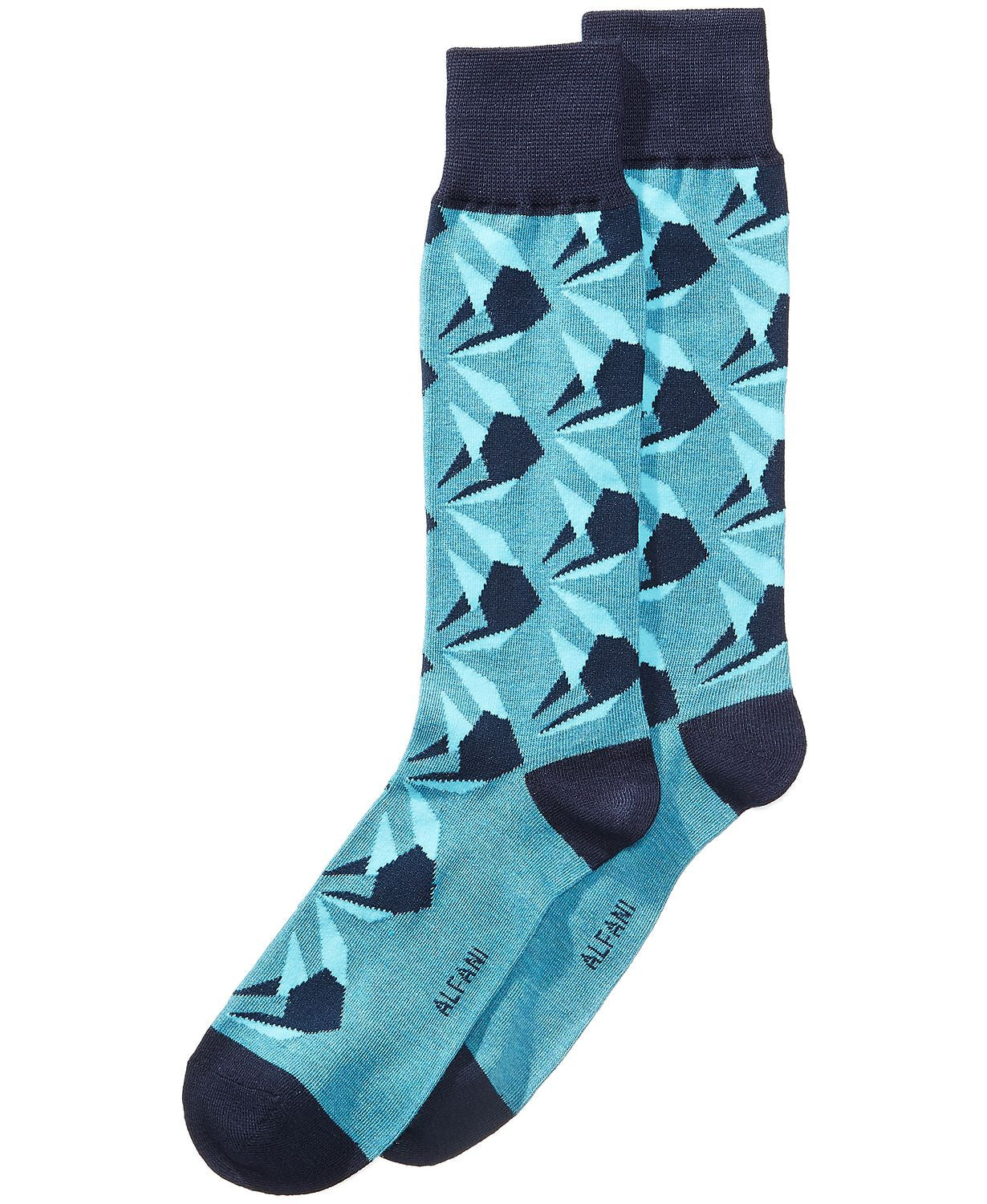 Alfani Origami Fish Dress Socks  Teal Navy