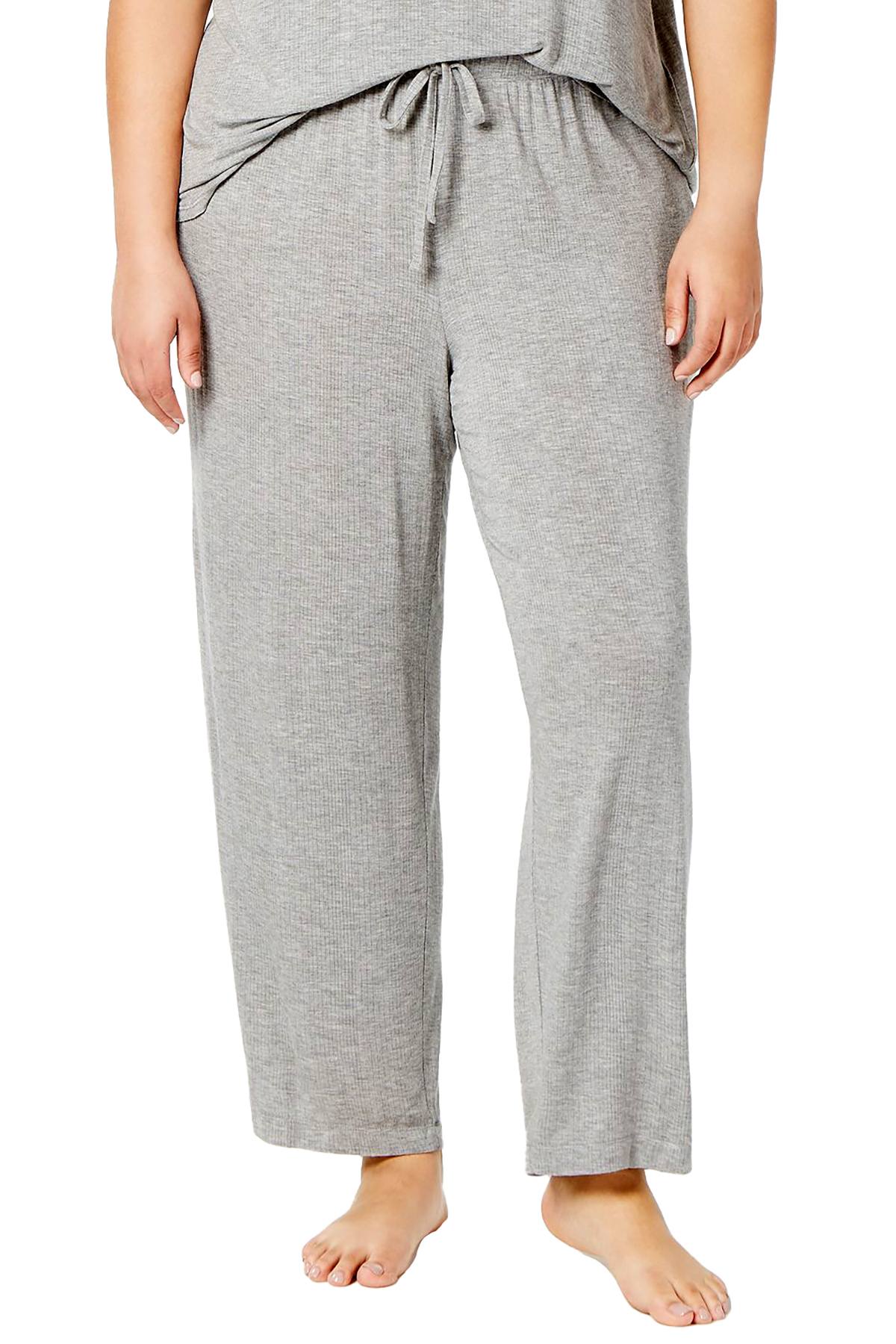 Alfani PLUS Ribbed Knit Pajama Pant in Heather Grey