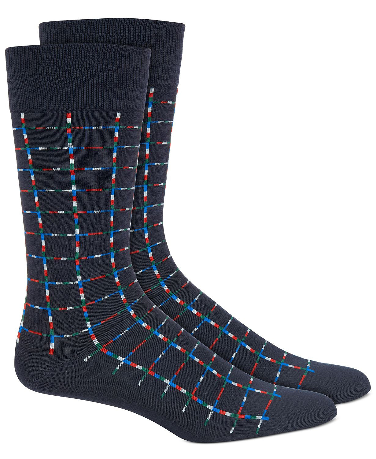 Alfani Pixel Windowpane Socks / Navy Blue Combo