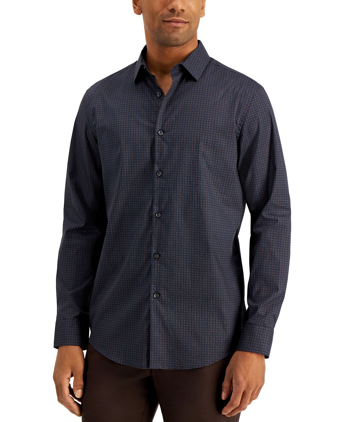 Alfani Regular-fit Optic Geo-print Shirt Dark Navy Cbo