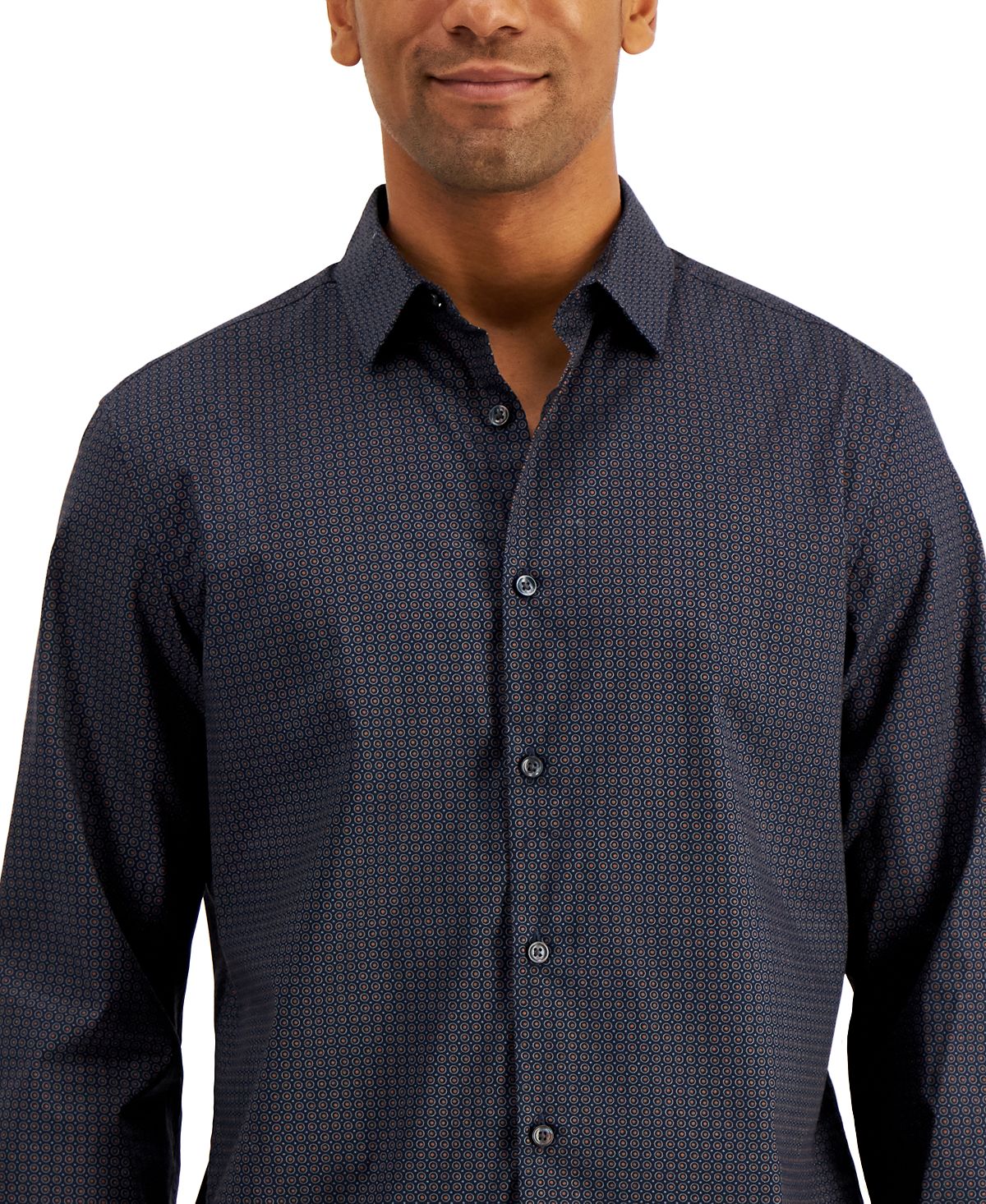 Alfani Regular-fit Optic Geo-print Shirt Dark Navy Cbo