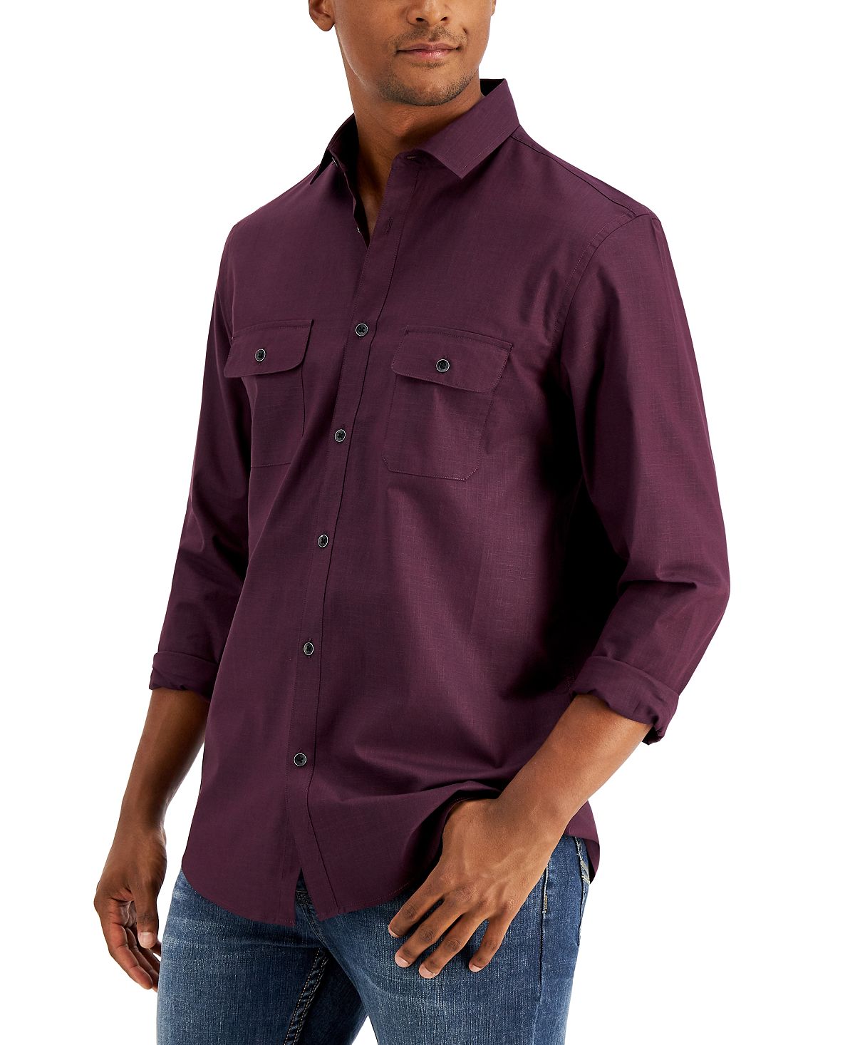 Alfani Regular-fit Solid Shirt Port