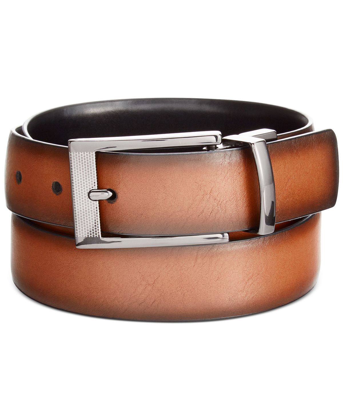 Alfani Reversible Textured Leather Dress Belt Tan/Black