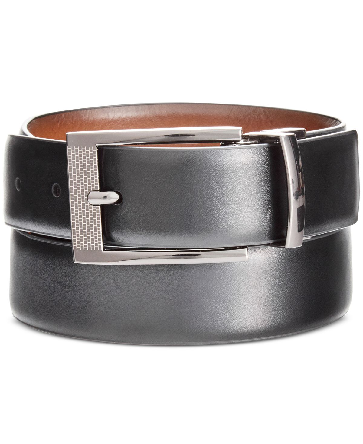 Alfani Reversible Textured Leather Dress Belt Tan/Black